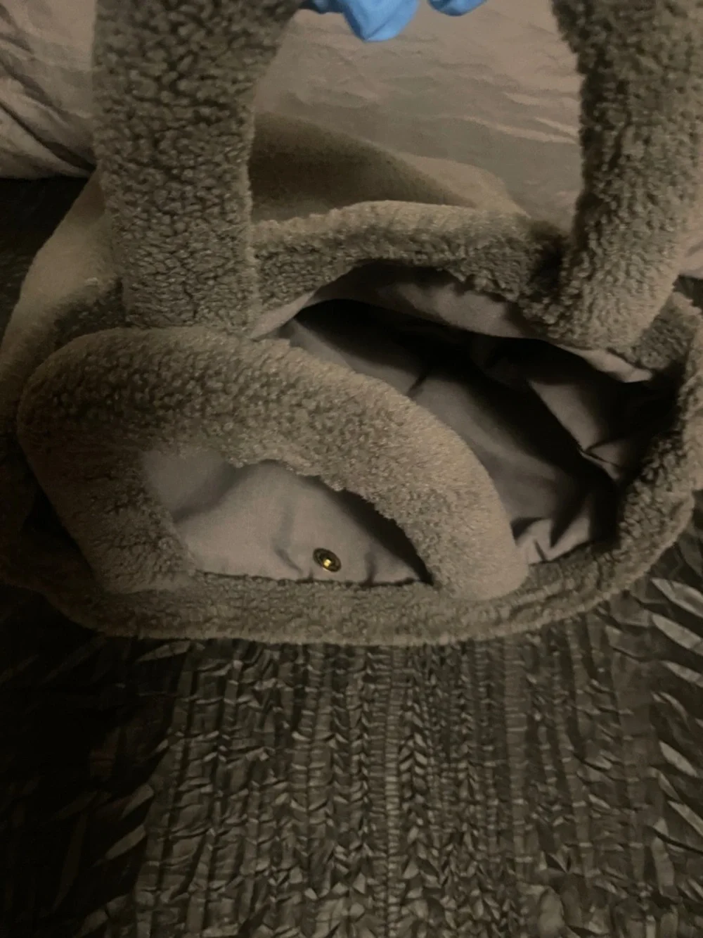 Prada Gray Sherpa Tote with White Logo - Picture 17 of 17